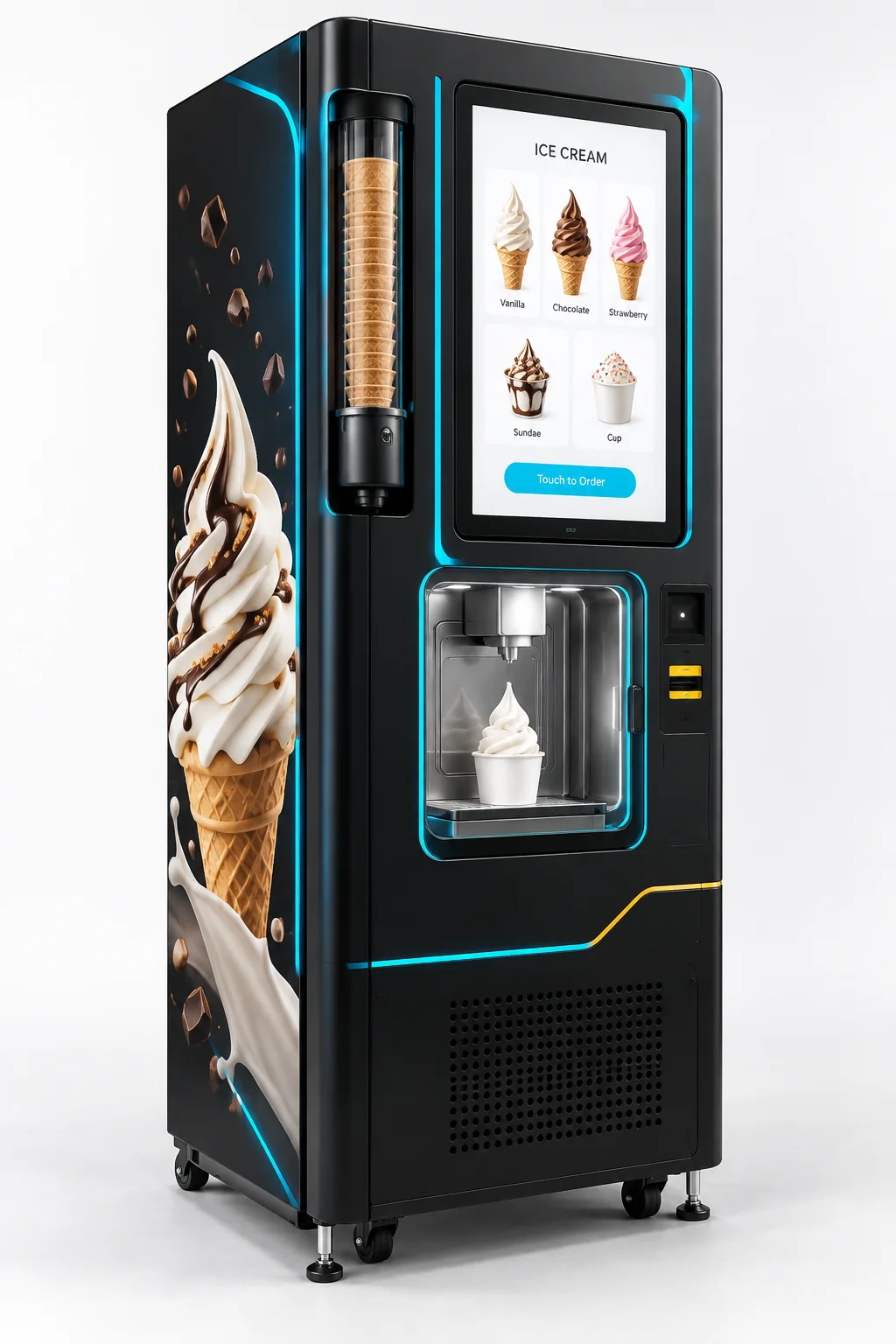 Ice Cream automated food machine illustrative concept